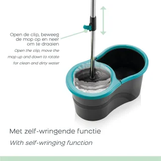 Orange Donkey Spin Mop 13L Blauw/Zwart Telescopische Steel