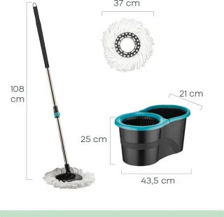 Orange Donkey Spin Mop 13L Blauw/Zwart Telescopische Steel