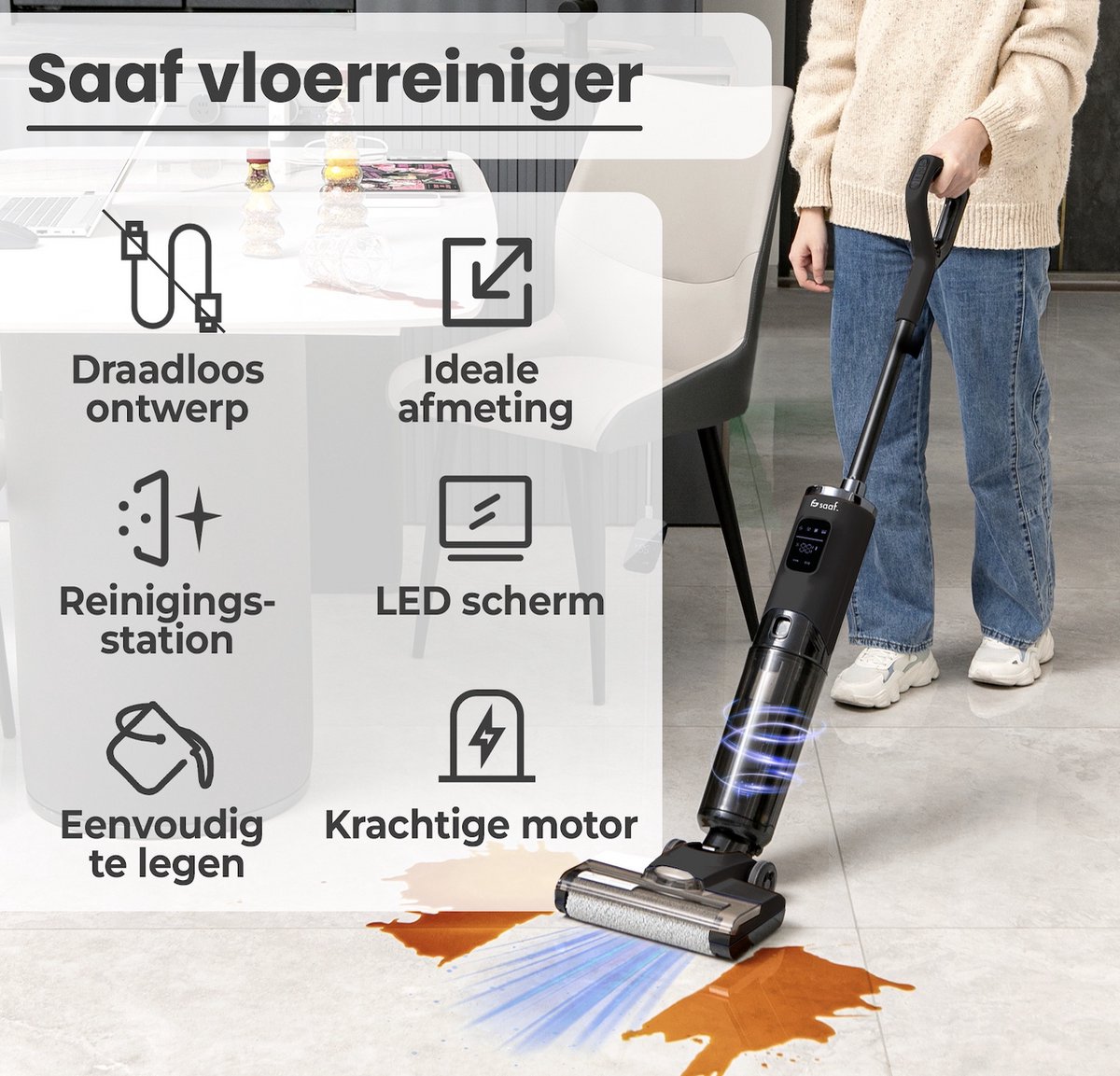 Wat vinden we goed aan de Saaf Vloerreiniger 6-Delige Set Nat en Droogzuiger Grijs