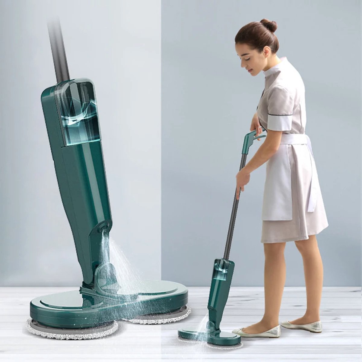 De Spin Mop Draadloos 2-in-1 elektrische schoonmaakmachine in één oogopslag