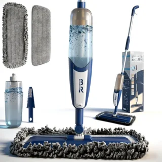 Sproeimop voor vloerreiniging, blauw/wit, 500 ml, met 2 wasbare pads