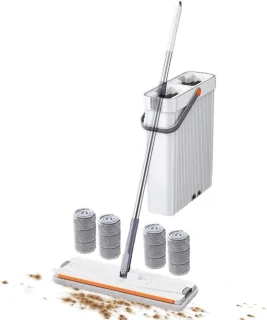 Vloerreiniger emmer set - wit