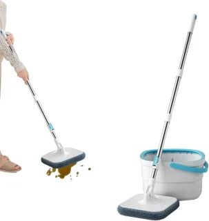 Vloerreinigingsset - Mop en emmer - Ca. 30x30x18 cm - Wit