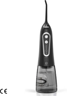 De Water Flosser - Elektrische Monddouche met 300ML Watertank en 5 Modi, 5 Spuitmonden - Professionele IPX7 Waterdichte Tandreiniger met USB-Oplader voor Thuis en Reizen - Flosapparaten - Zwart in één oogopslag