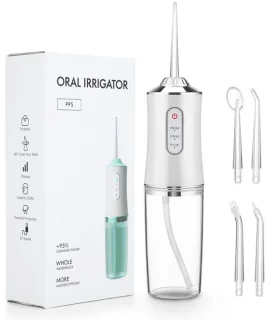 Draadloze Waterflosser | Monddouche | Inclusief 4 Opzetstukjes | Flosapparaat - Waterdicht - 1200 mAh Batterij - Water Flosser - 3 Modus - Oplaadbaar via USB - kleur: Wit