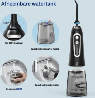 Professionele waterflessen met 5 modes, 5 sproeiers - waterdichte monddouche - watertank van 300ML