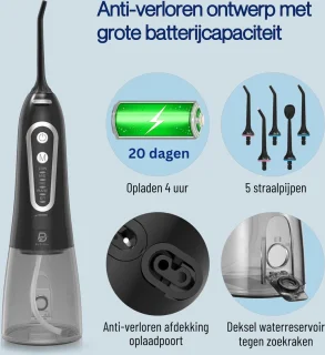 Professionele waterflessen met 5 modes, 5 sproeiers - waterdichte monddouche - watertank van 300ML