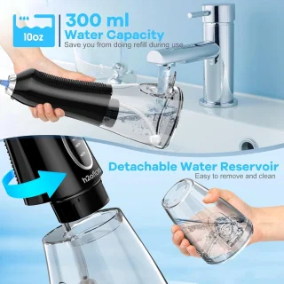 Waterflosser - Monddouche - 5 opzetstukken - 5 Standen - Elektrisch Flosapparaat - Waterdicht - Draadloos en Oplaadbaar - Zwart