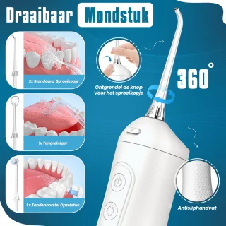 Aurales Waterflosser - Monddouche 4 Standen - 300ML - Tandsteenverwijderaar - Tongschraper
