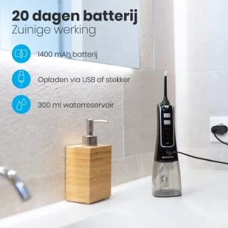 Auronic Waterflosser Monddouche Elektrisch Draadloos Zwart