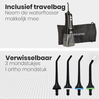Auronic Waterflosser Monddouche Elektrisch Draadloos Zwart