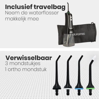 Auronic Waterflosser Monddouche Elektrisch Draadloos Zwart