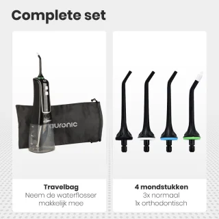 Auronic Waterflosser Monddouche Elektrisch Draadloos Zwart