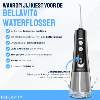 BELLAVITA Waterflosser draadloos zwart