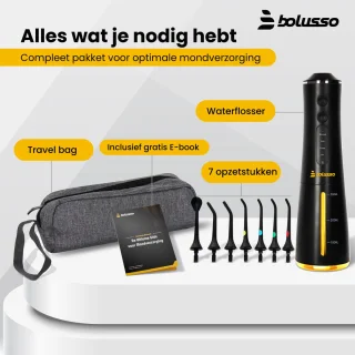 Bolusso Waterflosser 7-opzetstukken reistas e-book nieuw model