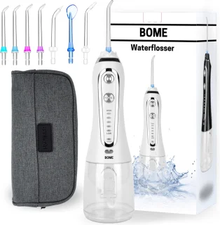 BOME Waterflosser Draadloos Wit met 7 Opzetstukjes
