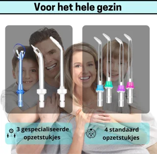 BOME Waterflosser Draadloos Wit met 7 Opzetstukjes