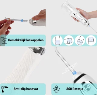 BOME Waterflosser Draadloos Wit met 7 Opzetstukjes