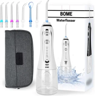 BOME Waterflosser Draadloos Wit met 7 Opzetstukjes