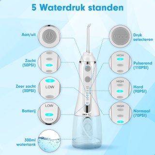 DEN-T PRO V500 Waterflosser 300ML Wit
