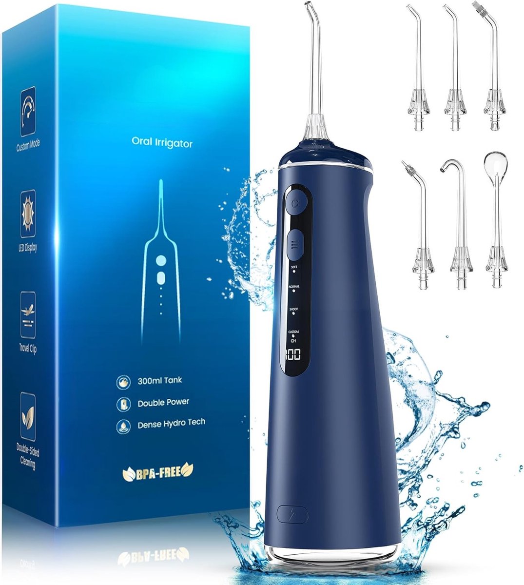 De DHNS® Waterflosser Draadloos Blauw in één oogopslag