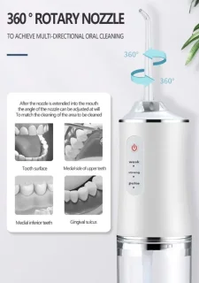 Draagbare Waterflosser Oplaadbaar Elektrisch Tandreinigingsapparaat 220Ml Zilver