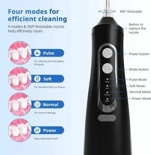 Electric Dental Water Flosser Portable Rechargeable IPX7 Waterproof