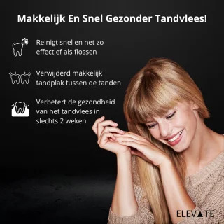 ELEVATE Draadloze Waterflosser USB-C Oplaadbaar 180ml 5 Opzetstukken