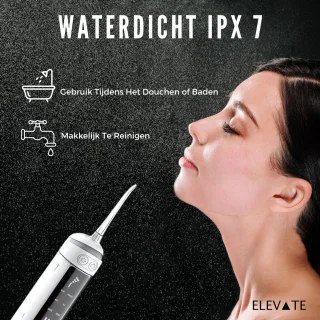 ELEVATE Draadloze Waterflosser USB-C Oplaadbaar 180ml 5 Opzetstukken