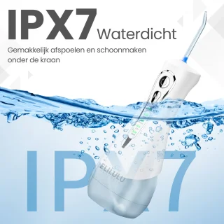 ELILULU Elektrische Waterflosser 320ML met 7 Opzetstukken en 50 Tandenstokers