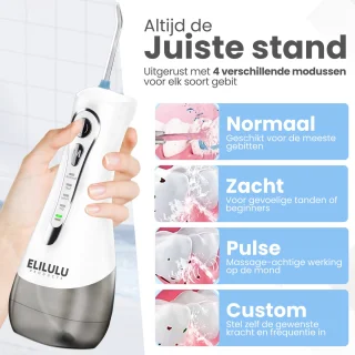 ELILULU Elektrische Waterflosser 320ML met 7 Opzetstukken en 50 Tandenstokers