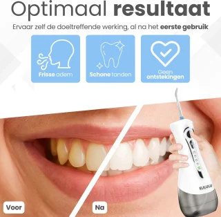 ELILULU Elektrische Waterflosser 320ML met 7 Opzetstukken en 50 Tandenstokers