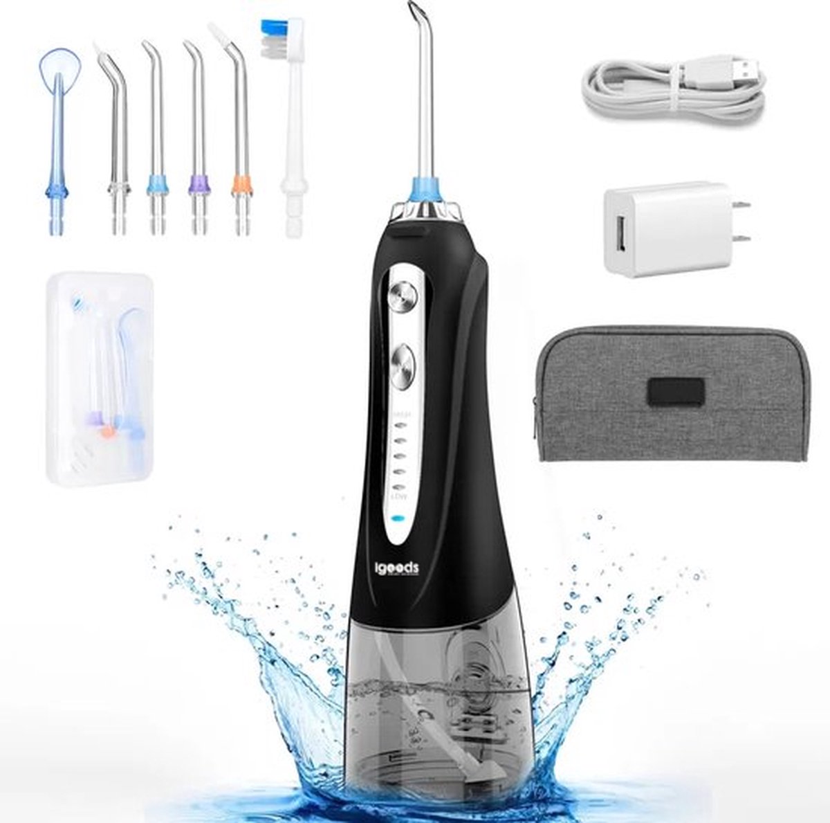 De Igoods Waterflosser Draadloze Elektrische Tandenflosser Zwart in één oogopslag