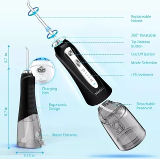Igoods Waterflosser Draadloze Elektrische Tandenflosser Zwart