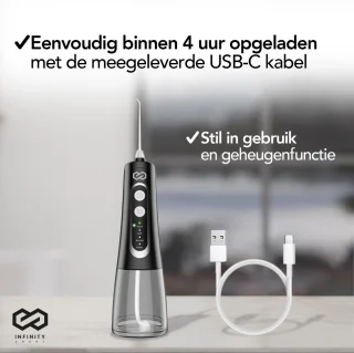 Infinity Goods Waterflosser Elektrisch Flosapparaat Zwart