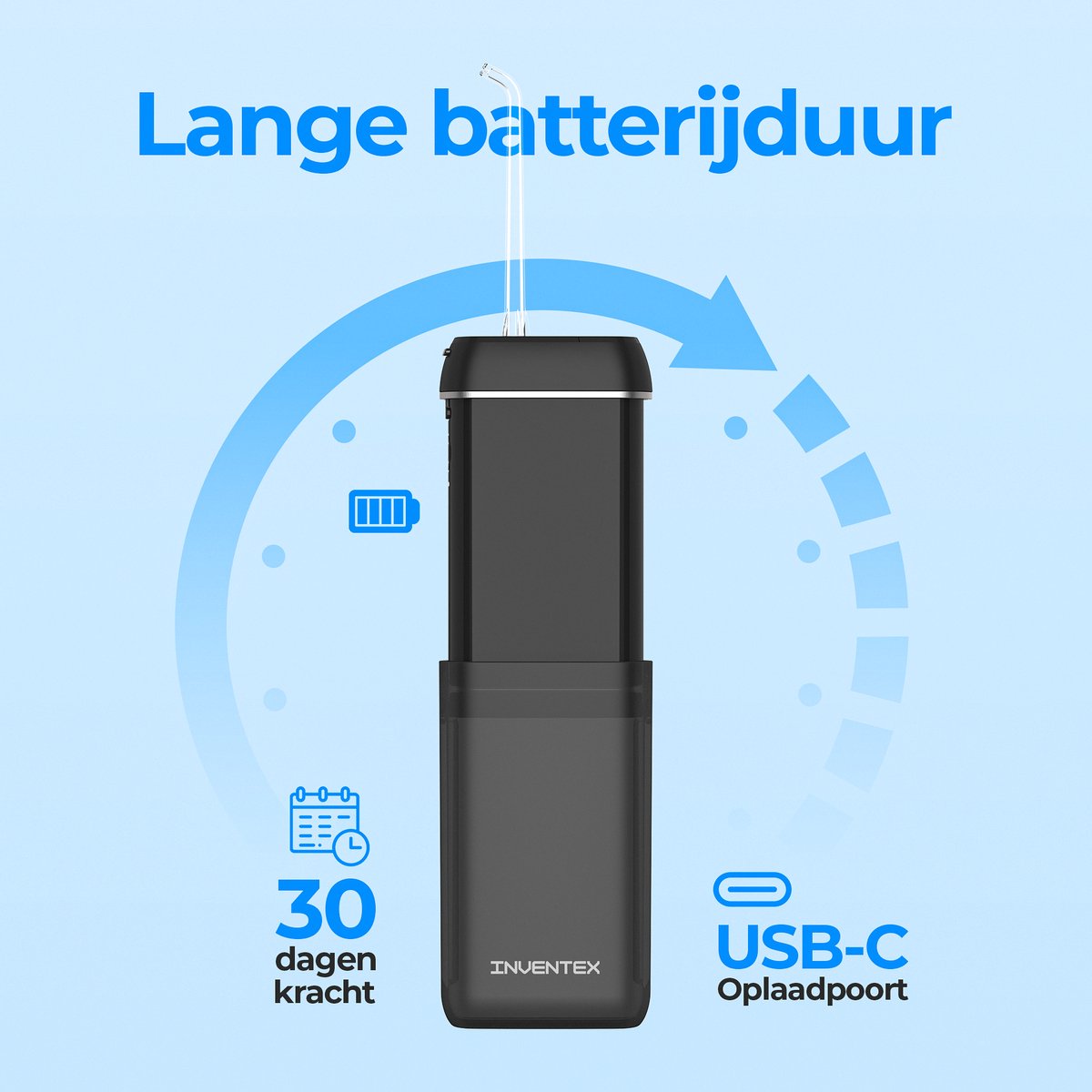 Wat vinden we goed aan de Inventex Waterflosser Elektrisch Reisformaat Zwart