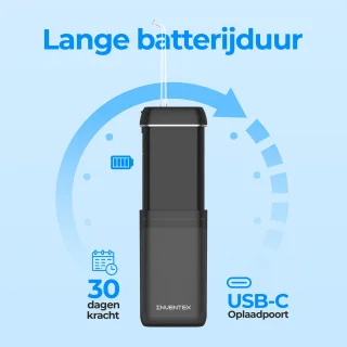 Inventex Waterflosser Elektrisch Reisformaat Zwart
