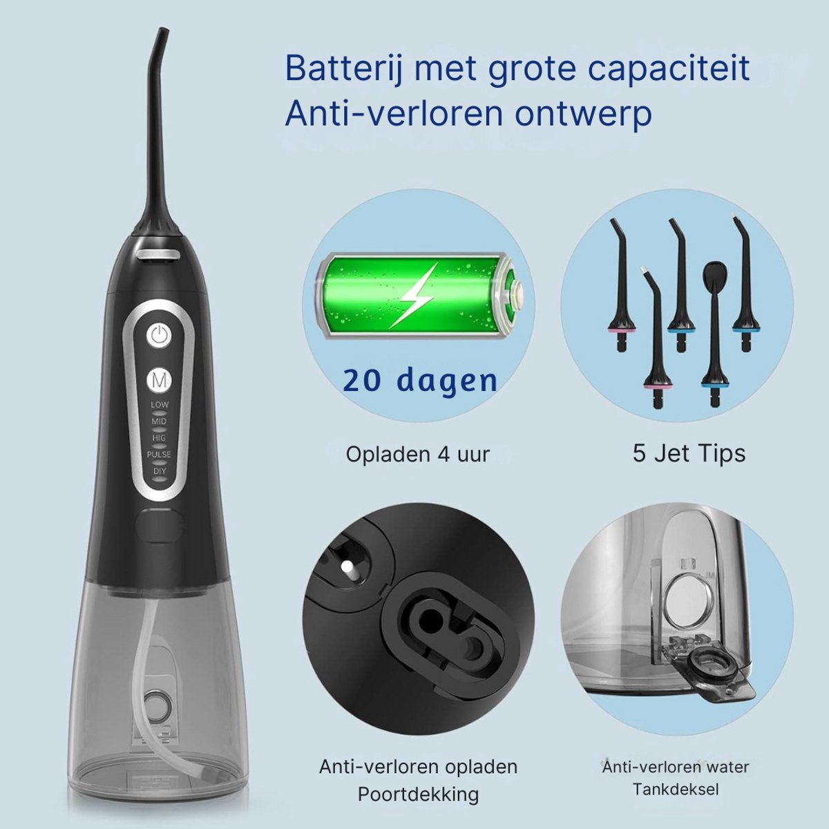 LifeStages Waterflosser Elektrische Mondspoeler 300ML 5 Mondstukken