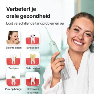 LUMAN Waterflosser Draadloos Groen met 8 Opzetstukken