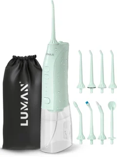 LUMAN Waterflosser Draadloos Groen met 8 Opzetstukken