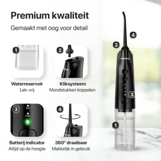 LUMAN Waterflosser Draadloos Monddouche Neusdouche Zwart