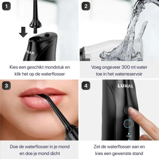 LUMAN Waterflosser Draadloos Monddouche Neusdouche Zwart