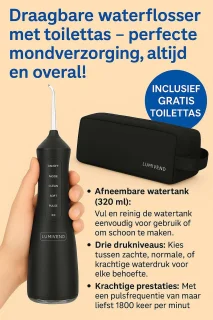 Lumivend waterflosser monddouche 320ml zwart