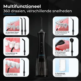 LunaGood LunaFlosser Pro Series Waterflosser Zwart