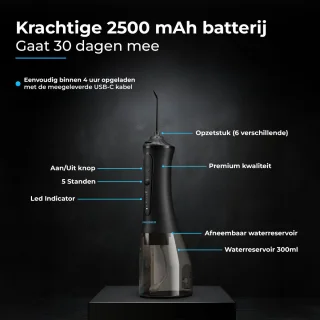 LunaGood LunaFlosser Pro Series Waterflosser Zwart
