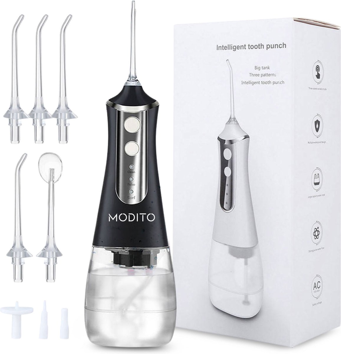De Modito Waterflosser PRO Monddouche Zwart in één oogopslag