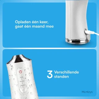 Montzys Waterflosser elektrische tandenflosser met 4 opzetstukjes