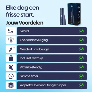 Olvy Waterflosser Draadloos Oplaadbaar met Whitening Tabletten