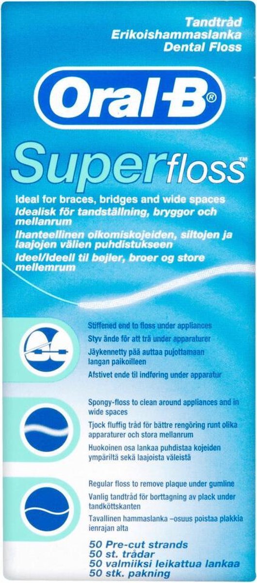 De Oral-B Super Floss 50 stuks in één oogopslag