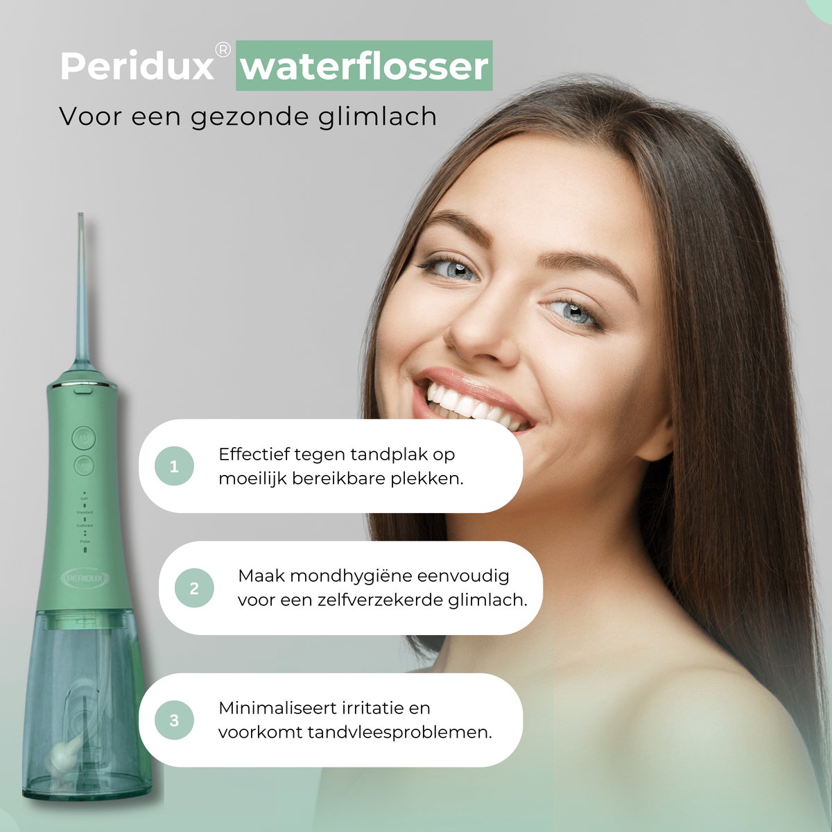 Wat vinden we goed aan de Peridux Waterflosser Draadloos Oplaadbaar 4 Opzetstukken